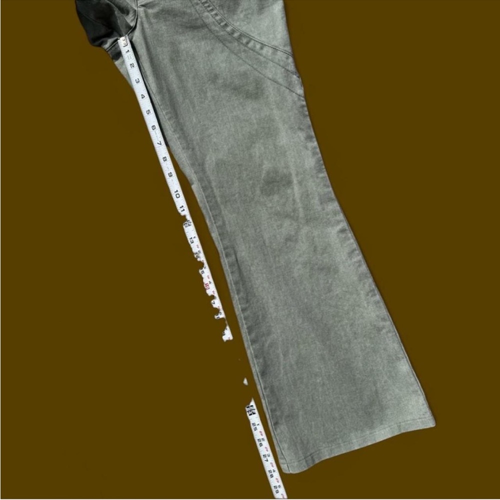 Y2K Gasoline Sage Green Low Rise Flare Stitching Details Pants - Picture 5 of 8